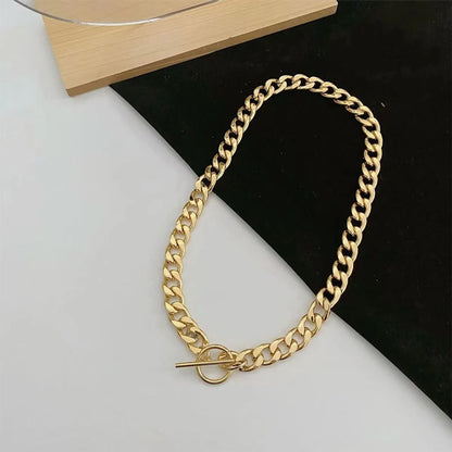 Hip-hop Solid Color Stainless Steel Plating 18k Gold Plated Necklace