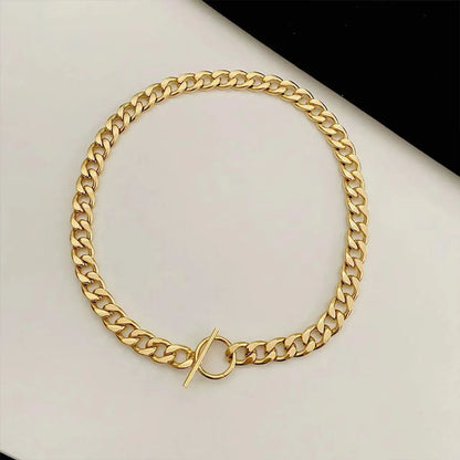 Hip-hop Solid Color Stainless Steel Plating 18k Gold Plated Necklace