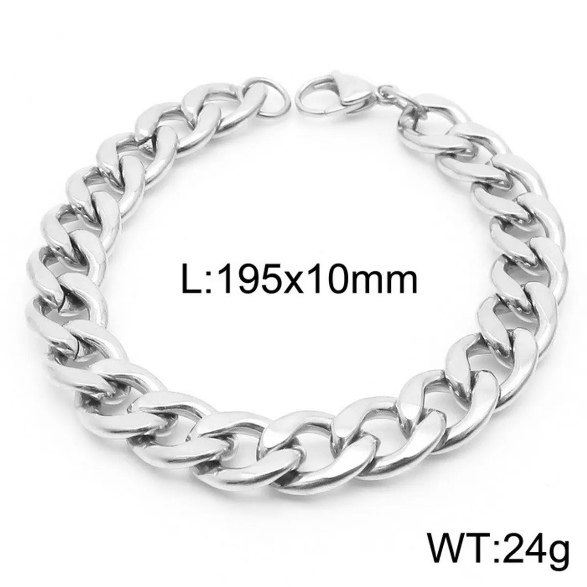 Hip-Hop Solid Color Stainless Steel Plating Bracelets 1 Piece