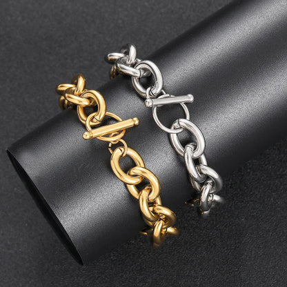 Hip-hop Solid Color Stainless Steel Plating Bracelets Necklace