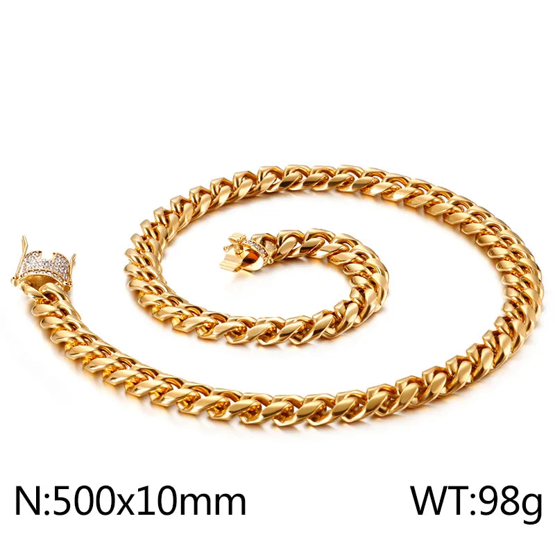 Hip-Hop Solid Color Stainless Steel Plating Chain 18K Gold Plated Men'S Necklace