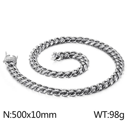 Hip-Hop Solid Color Stainless Steel Plating Chain 18K Gold Plated Men'S Necklace