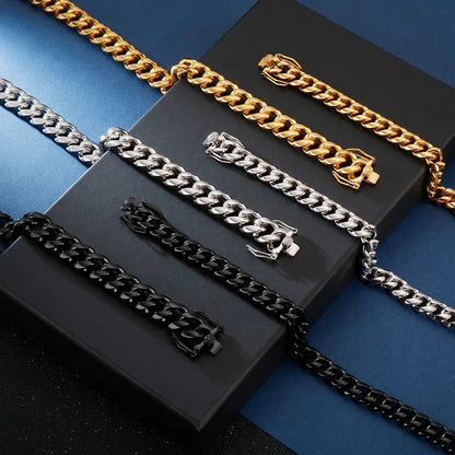 Hip-Hop Solid Color Stainless Steel Plating Chain 18K Gold Plated Men'S Necklace