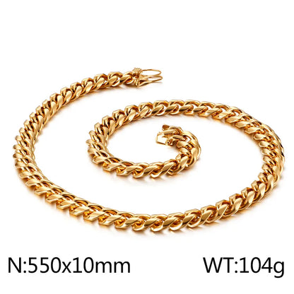 Hip-Hop Solid Color Stainless Steel Plating Chain 18K Gold Plated Men'S Necklace