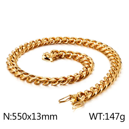 Hip-Hop Solid Color Stainless Steel Plating Chain 18K Gold Plated Men'S Necklace