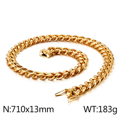 Hip-Hop Solid Color Stainless Steel Plating Chain 18K Gold Plated Men'S Necklace