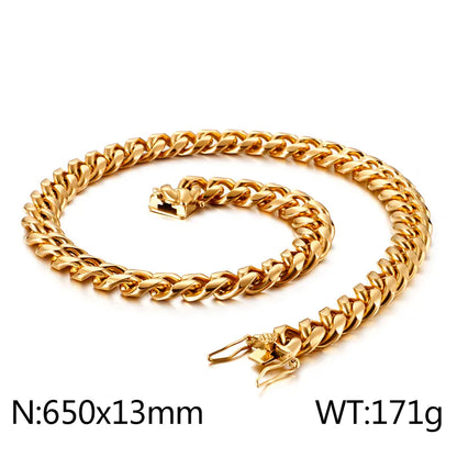 Hip-Hop Solid Color Stainless Steel Plating Chain 18K Gold Plated Men'S Necklace