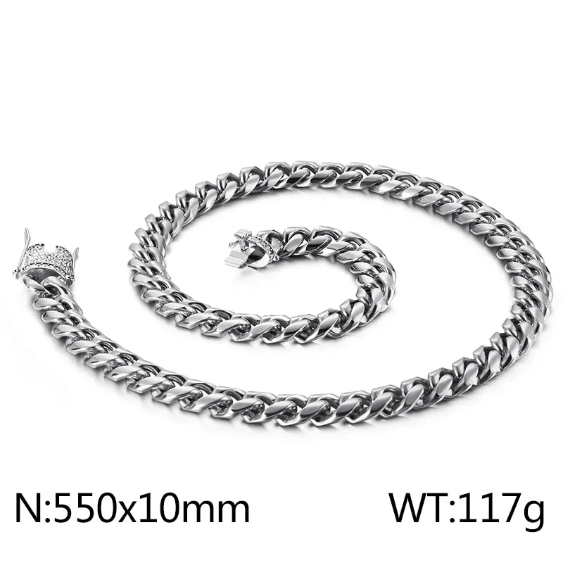 Hip-Hop Solid Color Stainless Steel Plating Chain 18K Gold Plated Men'S Necklace