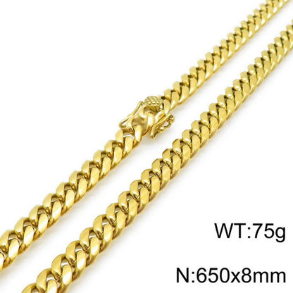 Hip-Hop Solid Color Stainless Steel Plating Chain 18K Gold Plated Men'S Necklace