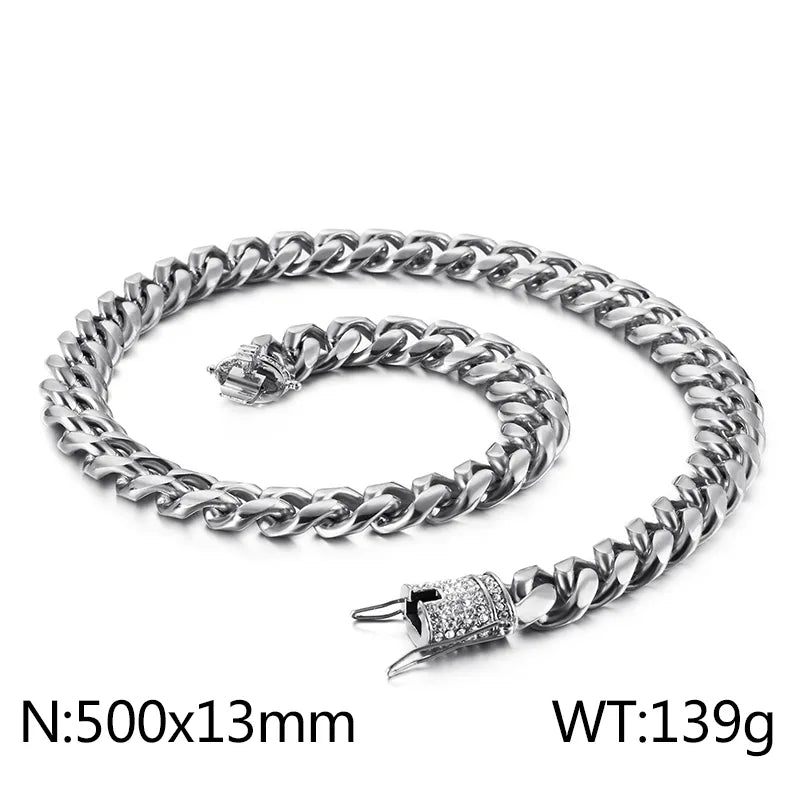 Hip-Hop Solid Color Stainless Steel Plating Chain 18K Gold Plated Men'S Necklace