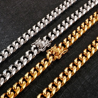 Hip-Hop Solid Color Stainless Steel Plating Chain 18K Gold Plated Men'S Necklace