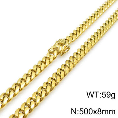 Hip-Hop Solid Color Stainless Steel Plating Chain 18K Gold Plated Men'S Necklace