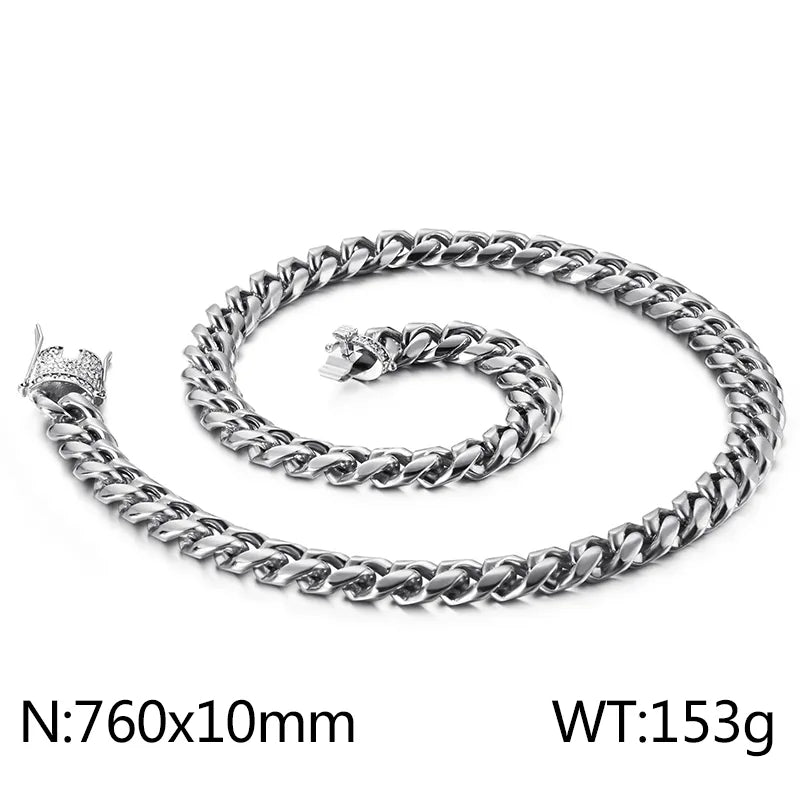 Hip-Hop Solid Color Stainless Steel Plating Chain 18K Gold Plated Men'S Necklace