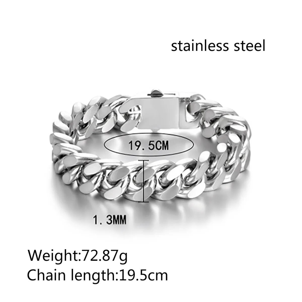 Hip-hop Solid Color Stainless Steel Polishing Chain Bracelets