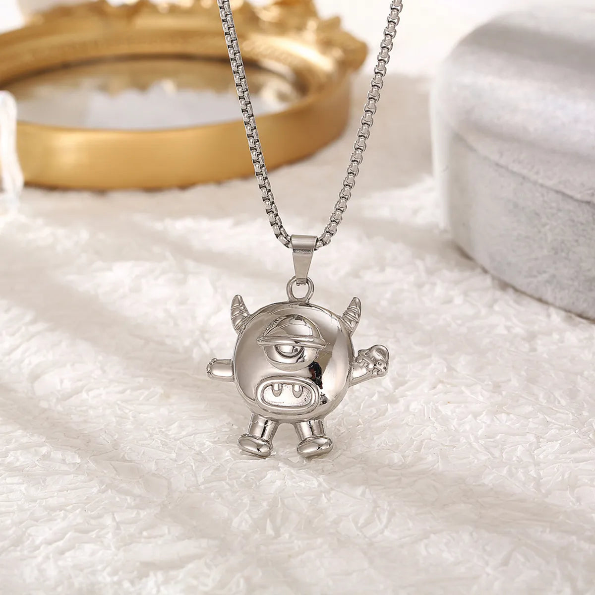 Hip-hop Solid Color Stainless Steel Polishing Pendant Necklace