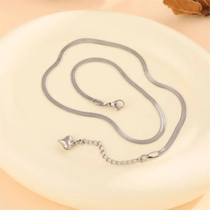 Hip-hop Solid Color Stainless Steel Titanium Steel Plating 18k Gold Plated White Gold Plated Necklace