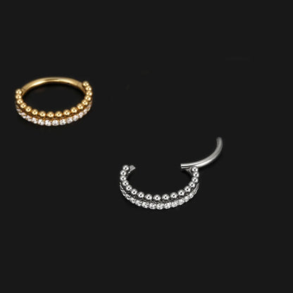 1 Piece Nose Rings & Studs Hip-Hop Solid Color 304 Stainless Steel Plating Inlay Zircon 18K Gold Plated