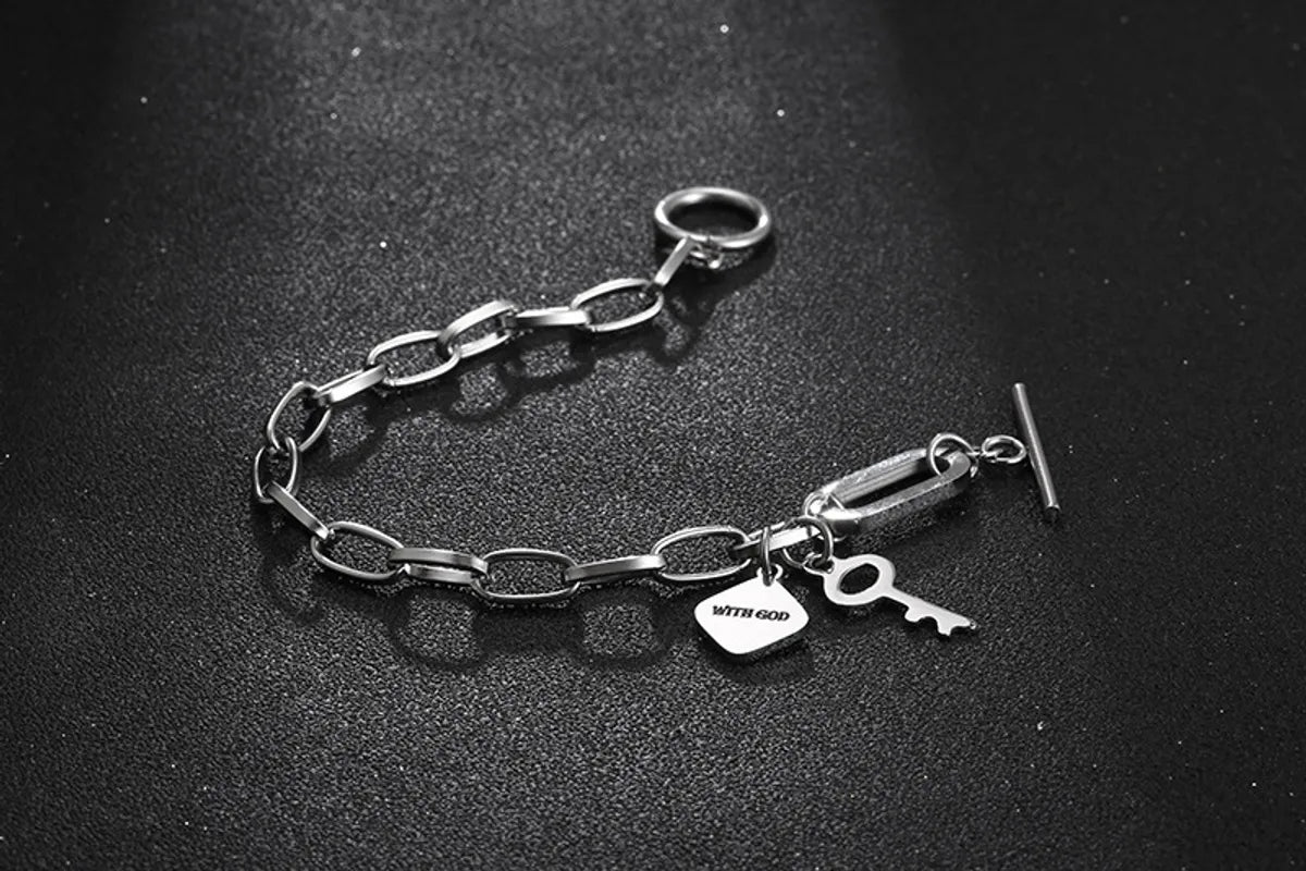 Hip-Hop Solid Color 304 Stainless Steel Irregular Polishing Men'S Bracelets