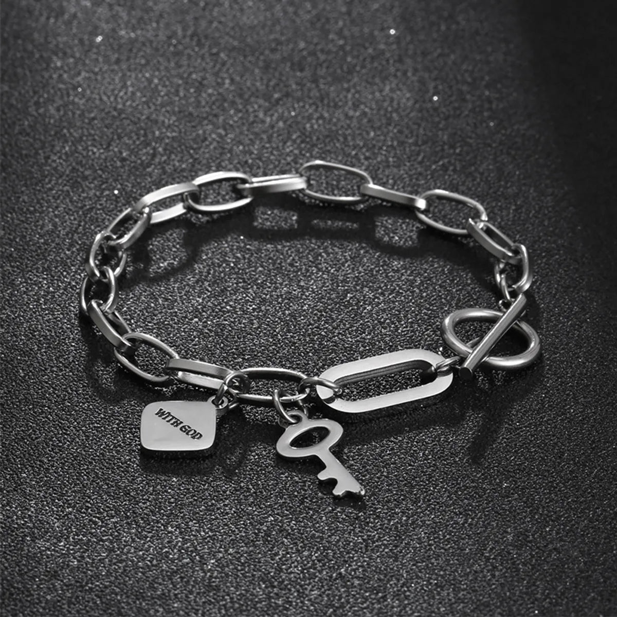 Hip-Hop Solid Color 304 Stainless Steel Irregular Polishing Men'S Bracelets