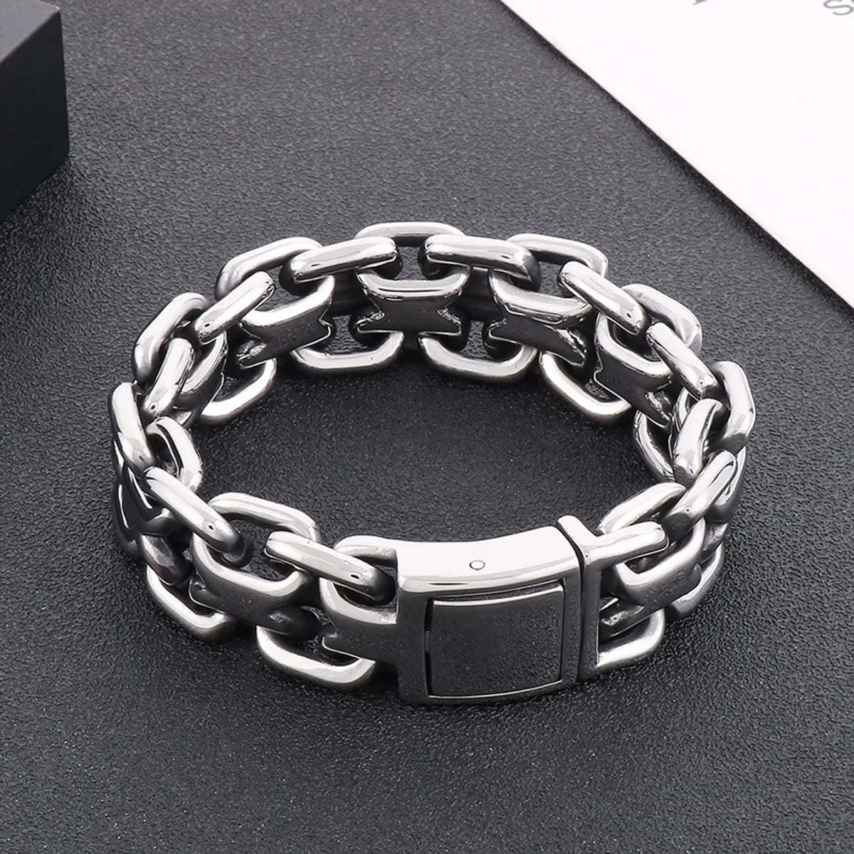 Hip-Hop Solid Color Titanium Steel Men'S Bracelets