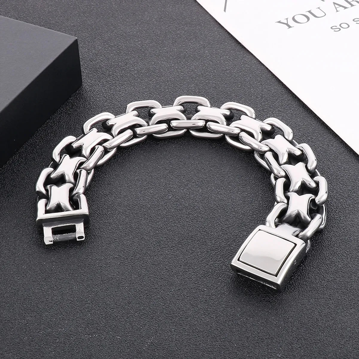 Hip-Hop Solid Color Titanium Steel Men'S Bracelets