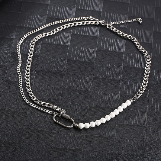 Hip-hop Solid Color Titanium Steel Patchwork Layered Necklaces