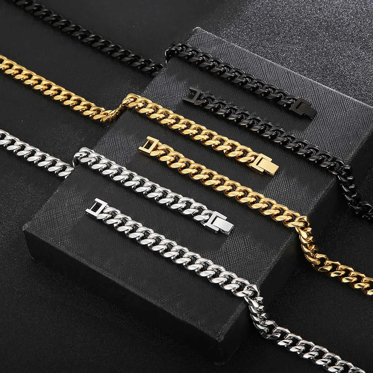 Hip-hop Solid Color Titanium Steel Polishing Bracelets Necklace