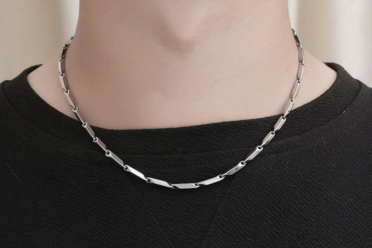 Hip-Hop Solid Color 304 Stainless Steel Polishing Chain Women'S Necklace