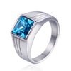 Hip-Hop Square Titanium Steel Inlay Glass Stone 18K Gold Plated Men'S Rings