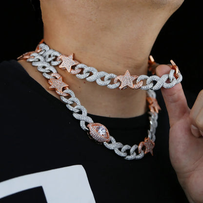 Hip-Hop Star Copper Inlay Zircon Men'S Necklace