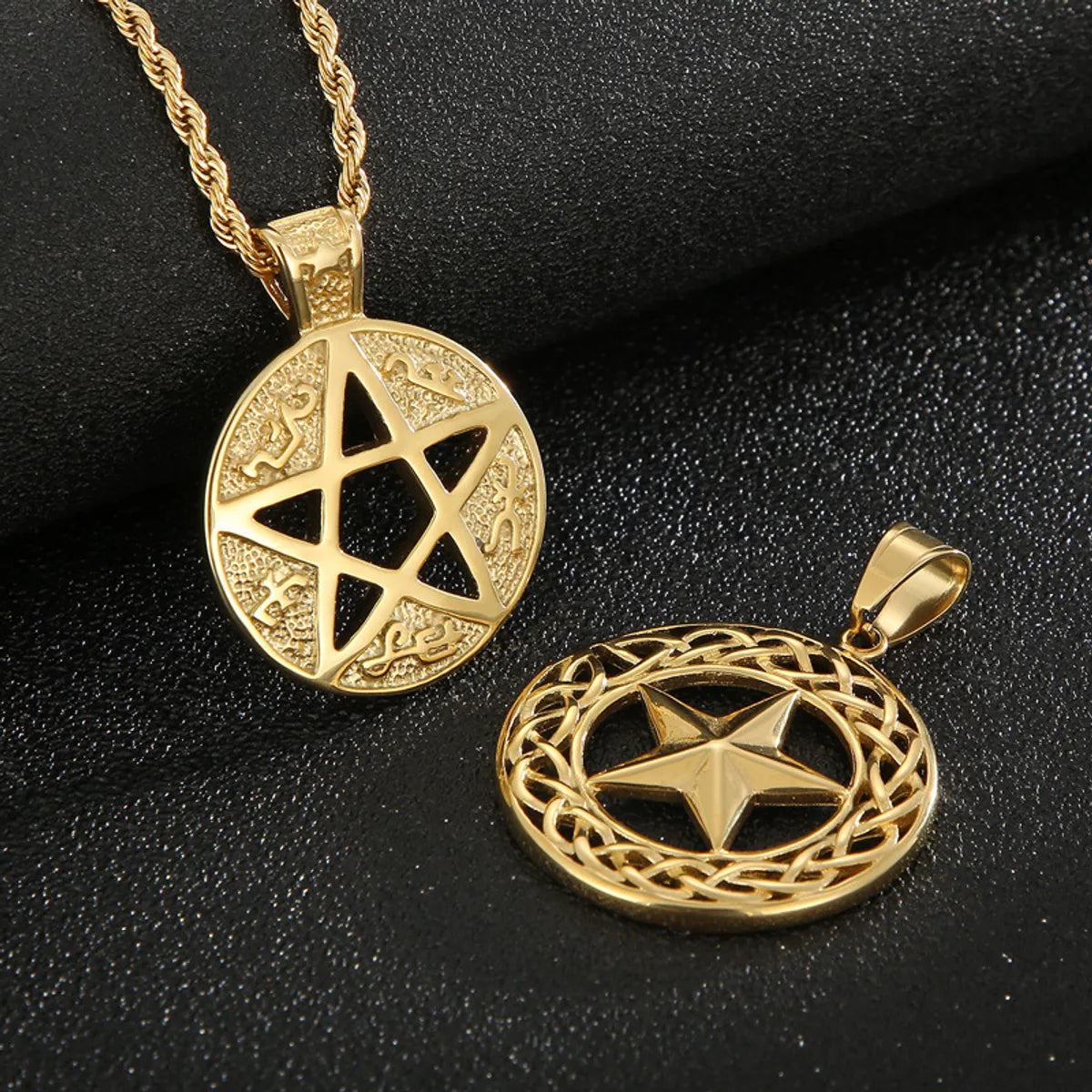 1 Piece Titanium Steel 18K Gold Plated Star