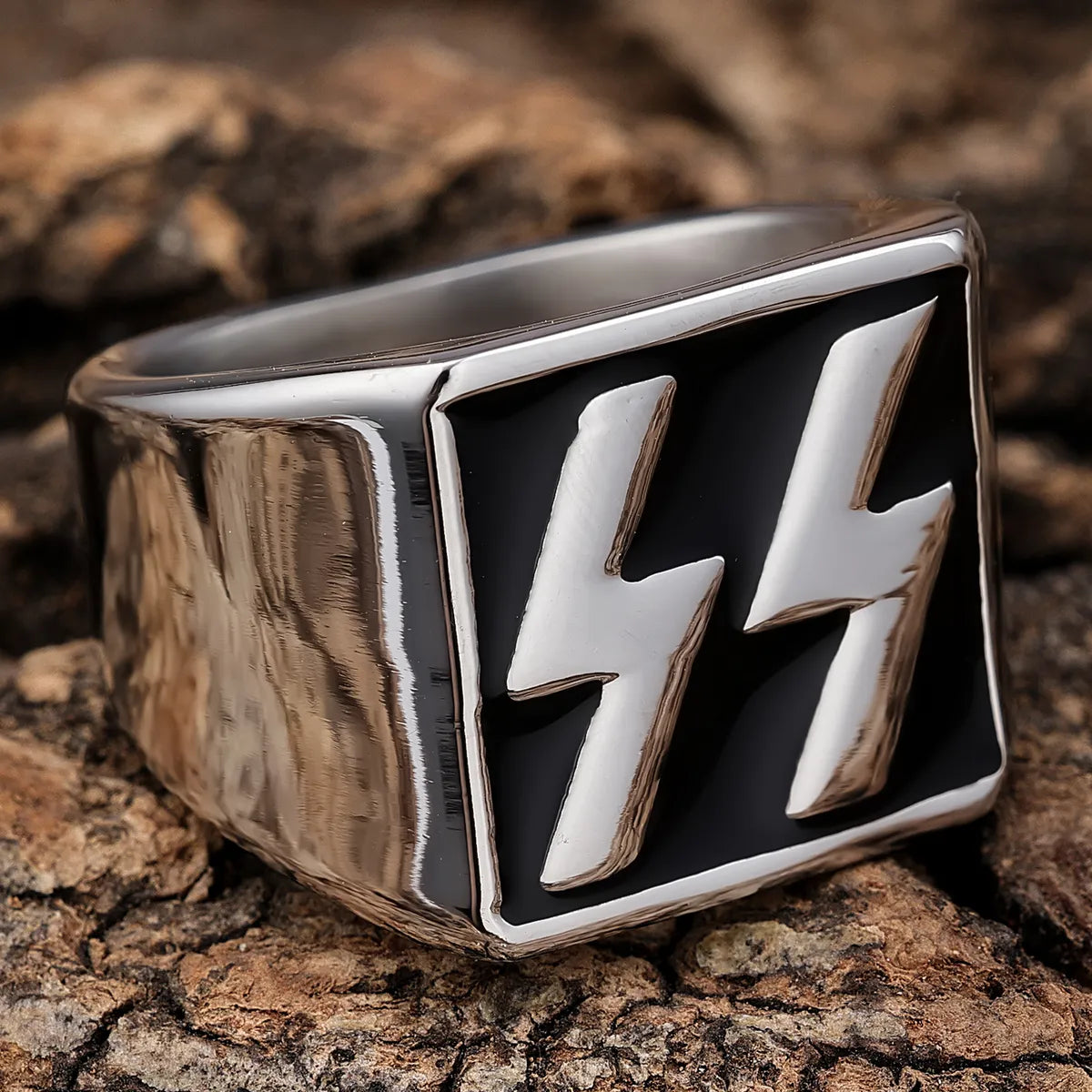 Hip-Hop Streetwear Color Block 316 Stainless Steel  Carving Men'S Rings