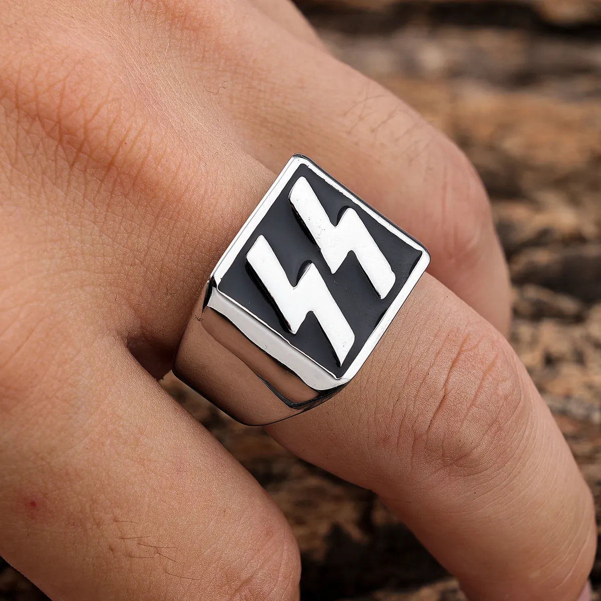 Hip-Hop Streetwear Color Block 316 Stainless Steel  Carving Men'S Rings