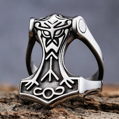 Hip-Hop Streetwear Color Block 304 Stainless Steel Carving Men'S Rings