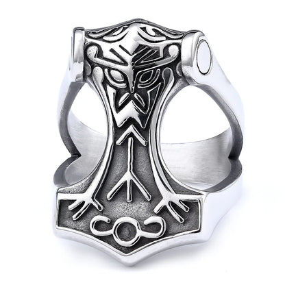 Hip-Hop Streetwear Color Block 304 Stainless Steel Carving Men'S Rings