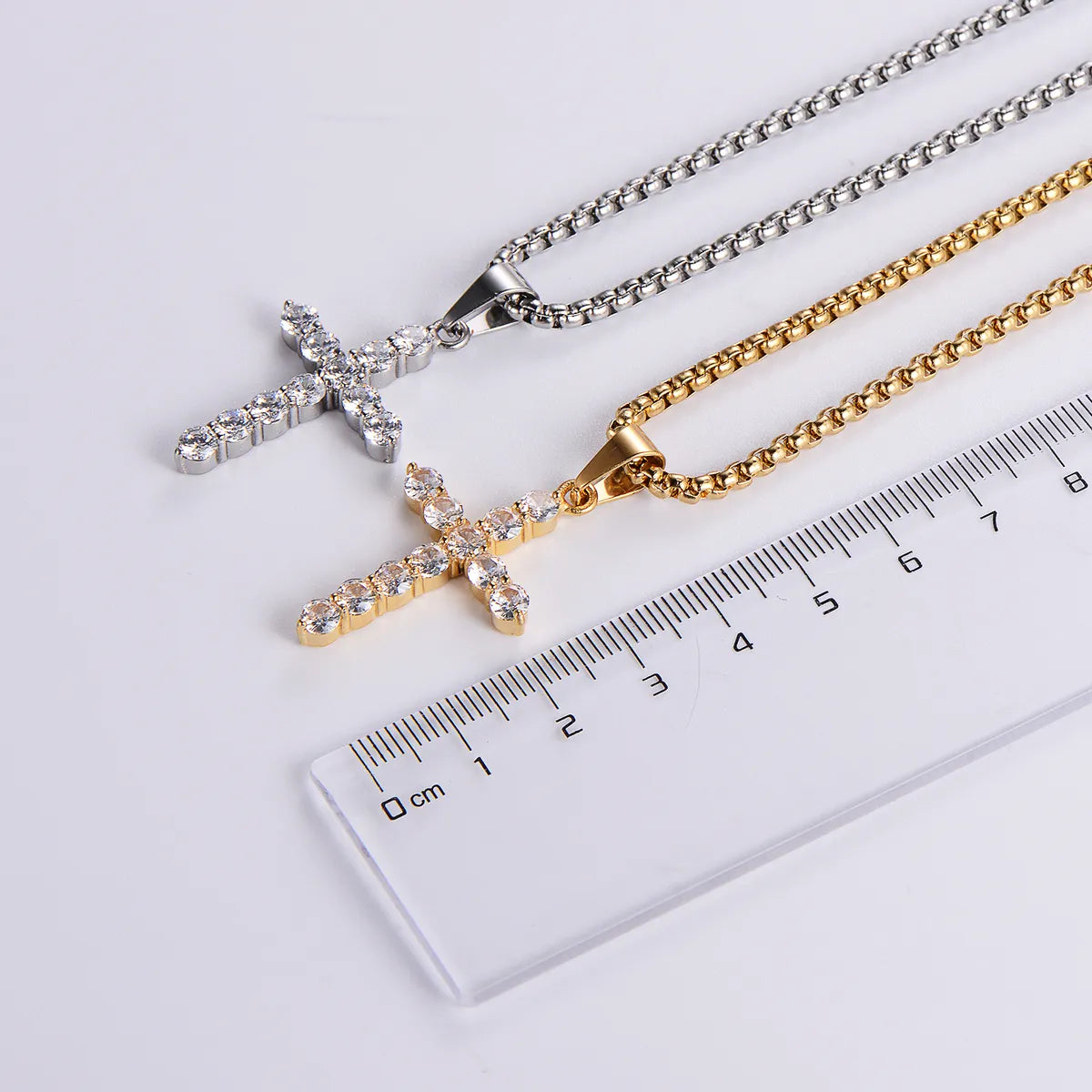 Hip-Hop Streetwear Cross 304 Stainless Steel Plating Inlay Zircon Unisex