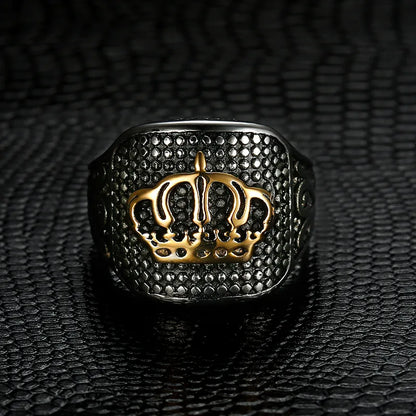 Hip-Hop Streetwear Crown 304 Stainless Steel Carving Men'S Rings