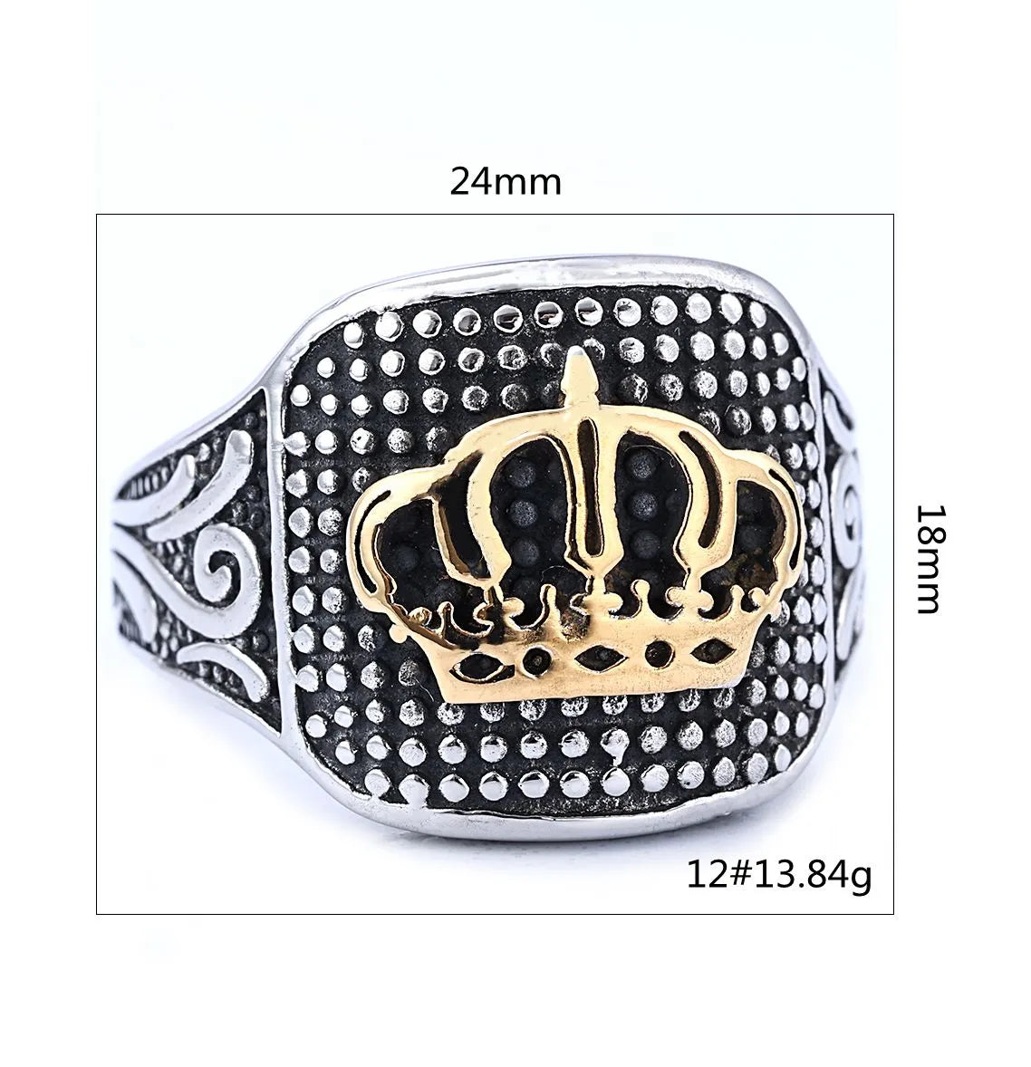 Hip-Hop Streetwear Crown 304 Stainless Steel Carving Men'S Rings