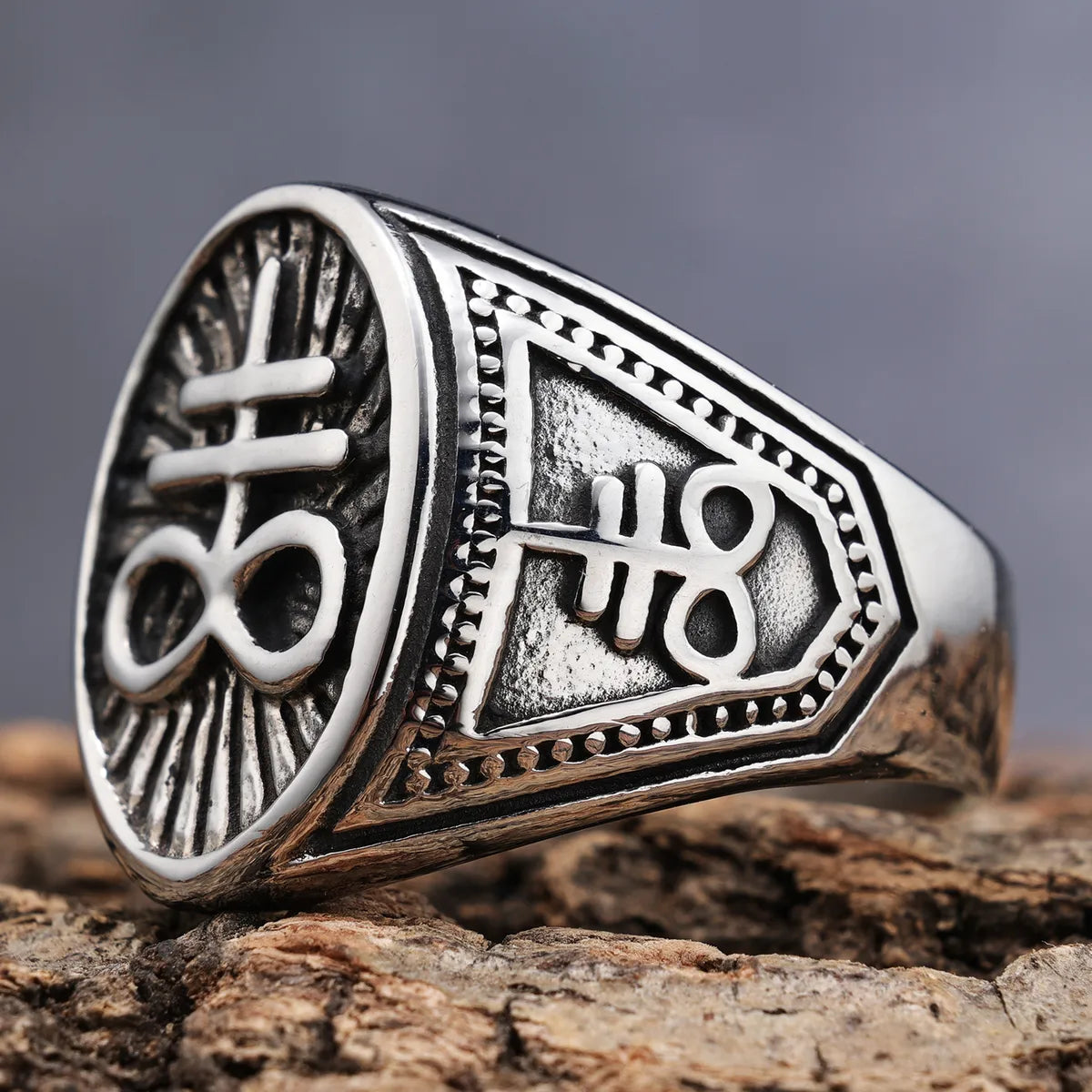 Hip-Hop Streetwear Geometric 304 Stainless Steel Carving Men'S Rings