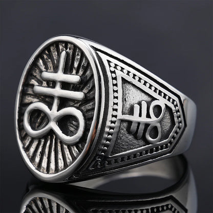 Hip-Hop Streetwear Geometric 304 Stainless Steel Carving Men'S Rings