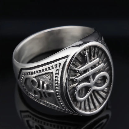 Hip-Hop Streetwear Geometric 304 Stainless Steel Carving Men'S Rings