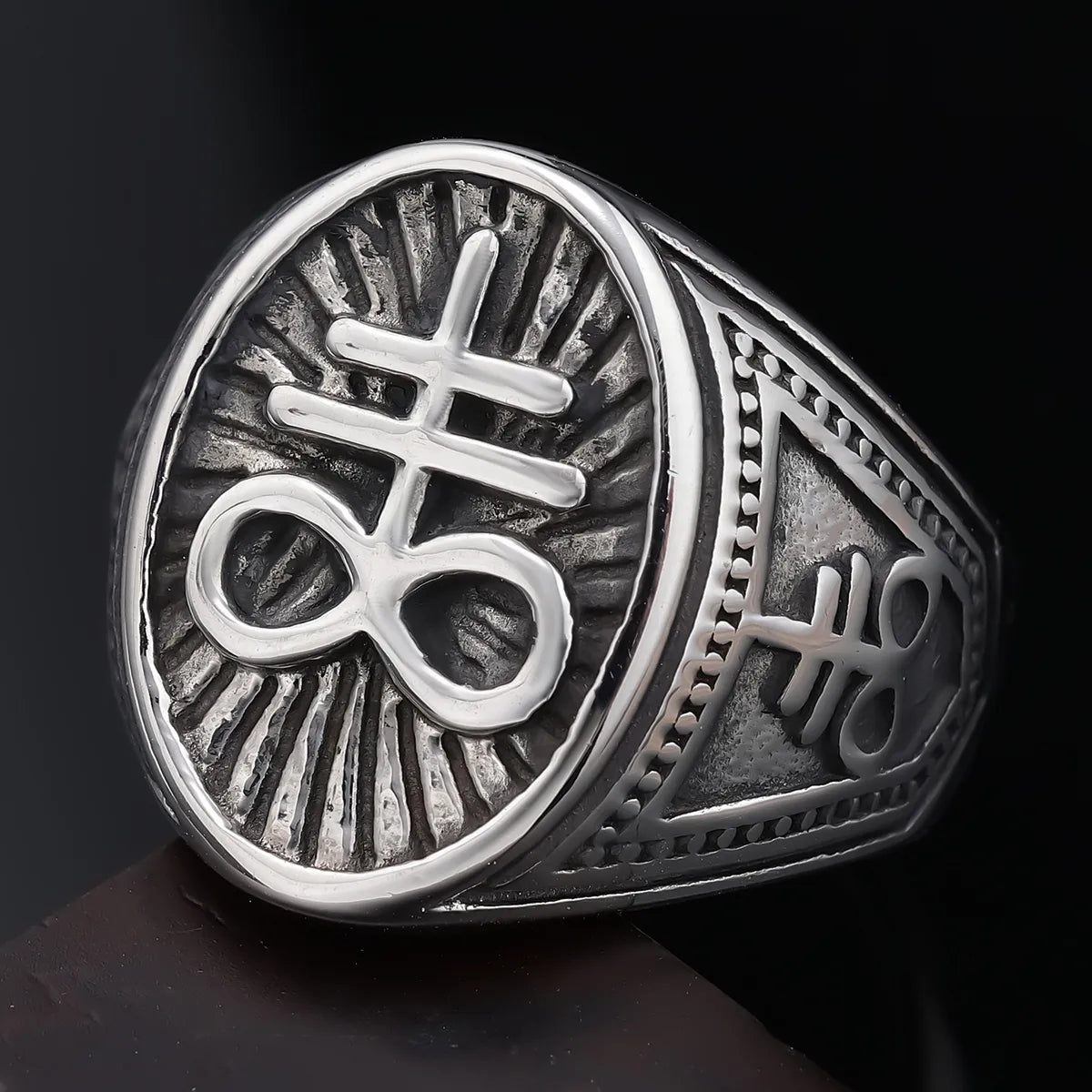 Hip-Hop Streetwear Geometric 304 Stainless Steel Carving Men'S Rings