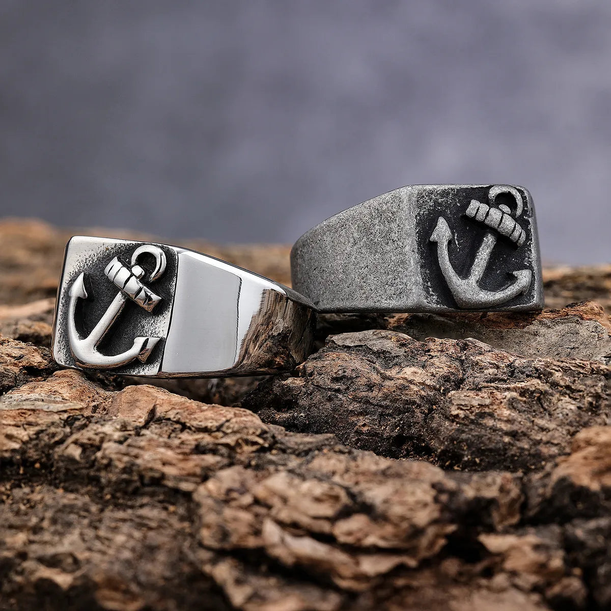 Hip-Hop Streetwear Geometric 304 Stainless Steel Carving Men'S Rings