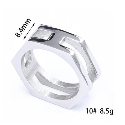 Hip-Hop Streetwear Geometric Solid Color 304 Stainless Steel Men'S Rings