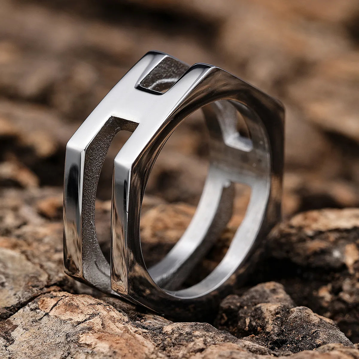 Hip-Hop Streetwear Geometric Solid Color 304 Stainless Steel Men'S Rings