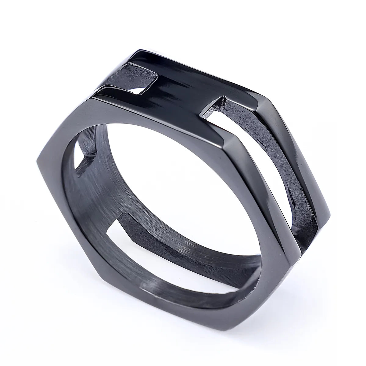 Hip-Hop Streetwear Geometric Solid Color 304 Stainless Steel Men'S Rings