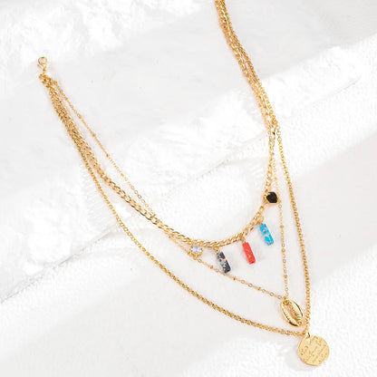 Hip-Hop Streetwear Geometric Zinc Alloy Layered Unisex Three Layer Necklace