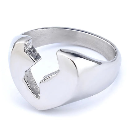 Hip-Hop Streetwear Heart Shape 304 Stainless Steel Carving Men'S Rings