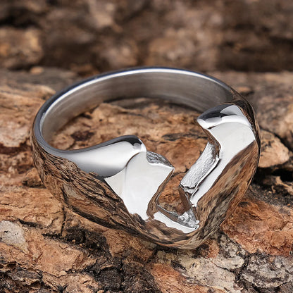 Hip-Hop Streetwear Heart Shape 304 Stainless Steel Carving Men'S Rings