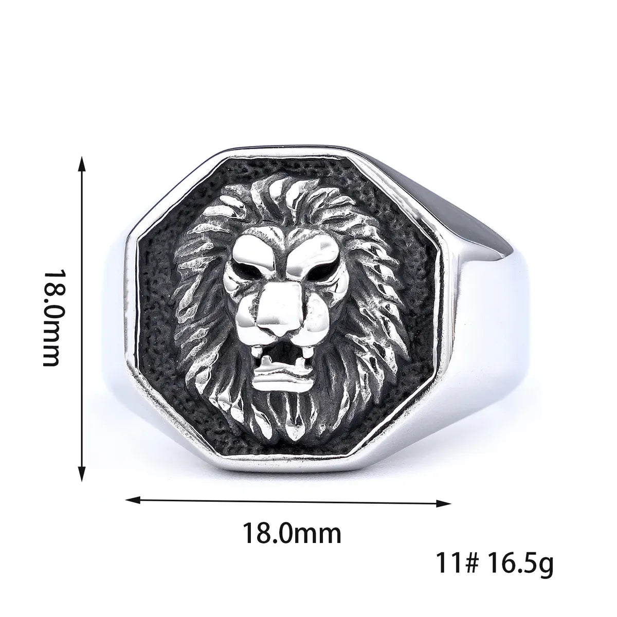 Hip-Hop Streetwear Lion Solid Color 304 Stainless Steel Men'S Rings